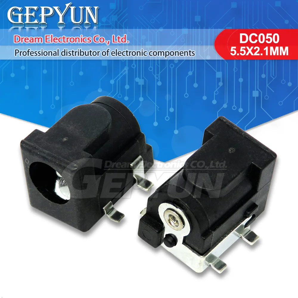10PCS DC-050 SMD/DIP DC005DC Power Jack Connector 5.5*2.1mm  socket DC050 5.5 x 2.1 mm socket DC050