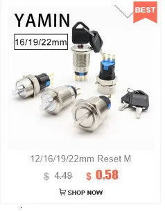 5pcs 12mm Metal Push Button Switch Self-locking Latching/Momentary Reset Waterproof High/Flat Round 2/3 pins Nickel plated brass