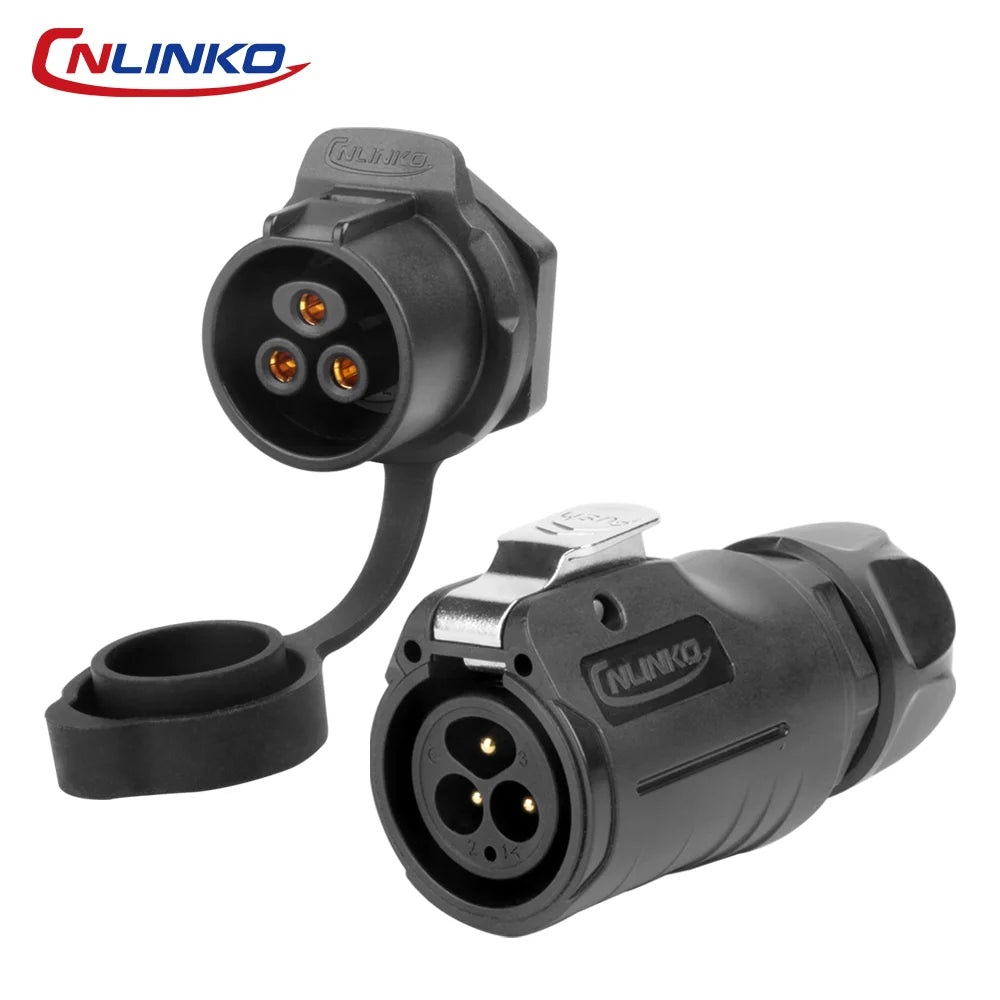 CNLINKO M20 PBT IP68 Waterproof Connector Upgraded LP20 2 3 Pin Circular Plug Socket Industrial Electrical Power Cable Connector