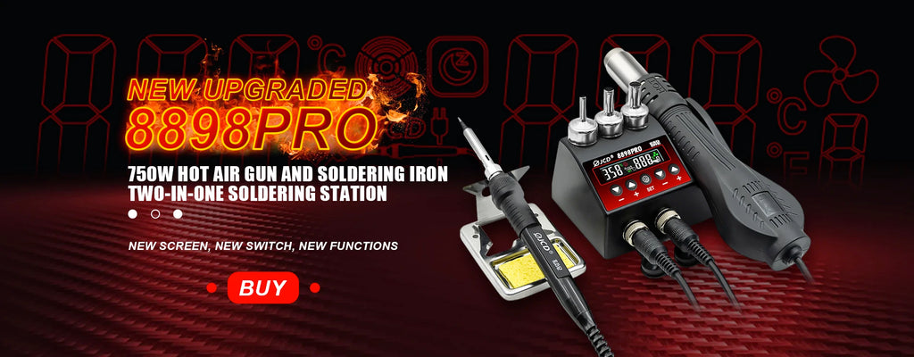 JCD 2 in 1 750W Soldering Station LCD Digital Display Rework Welding Station for Cell-phone BGA SMD IC Repair Solder Tools 8898