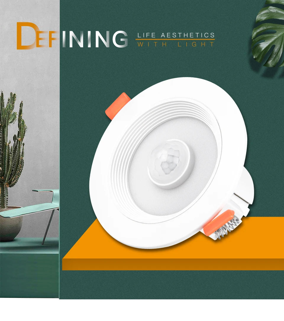 5W 10W 15W 20W PIR Motion Sensor Downlight 85-265V Human Infrared Induction LED Spotlight for Entrance Corridor Hallway Stairs