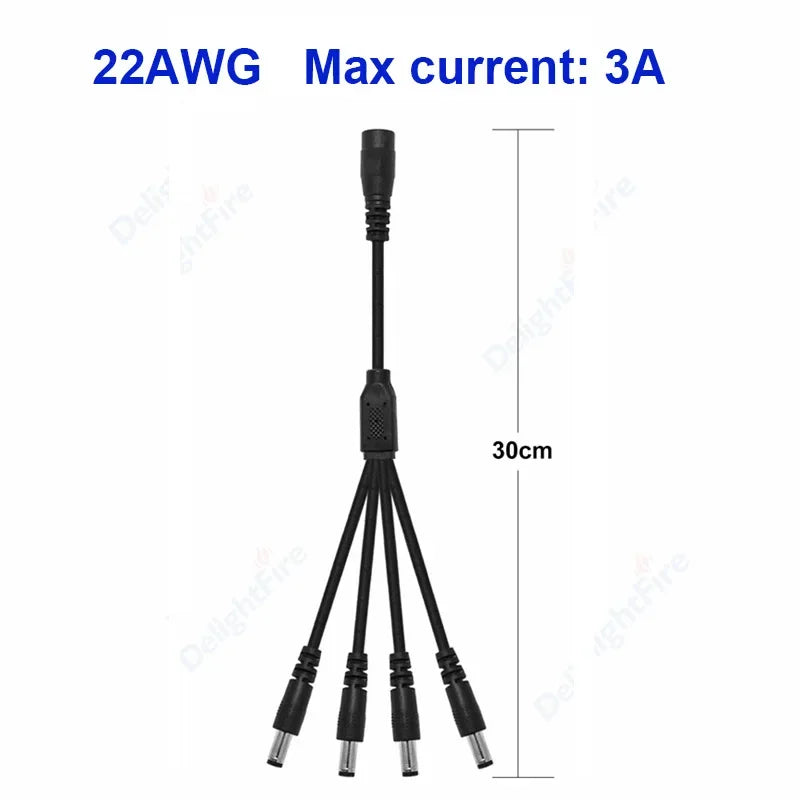 Splitter DC Power Cable 1 To 2/3/4/5/6/8 Way 5V 12V Male Female 5.5x2.1mm DC Plug Extension Wire For LED Strip Light Camera CCTV