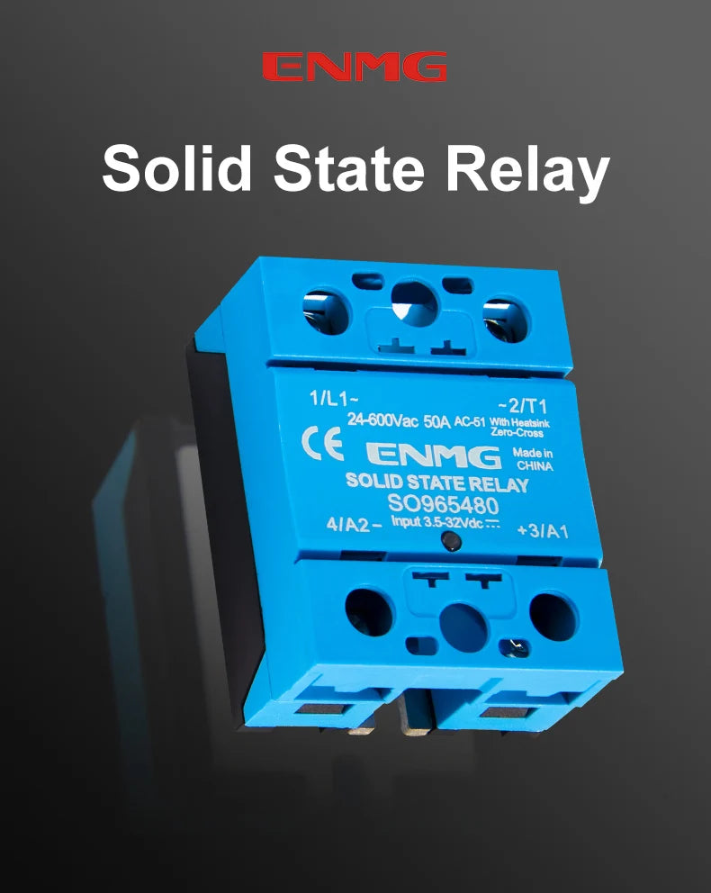 ENMG Single Phase Solid State Relay 12-24VDC Control AC Small SSR Non-Contact Contactor SO9496 Flame Retardant Optical Isolation