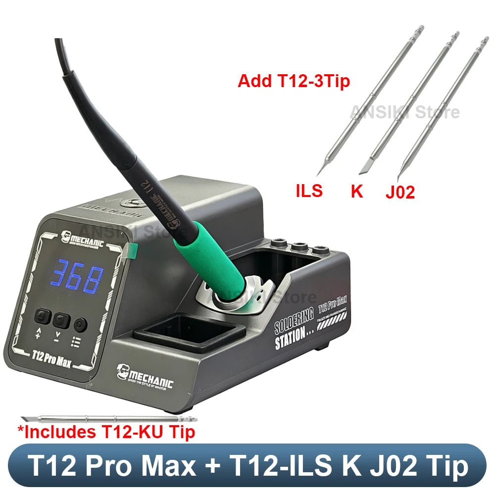 MECHANIC T12Pro Max T12 Soldering Station PID Control 160W High Power 4s Fast Heating Smart Sleep T12 Handle Welding Repair Tool