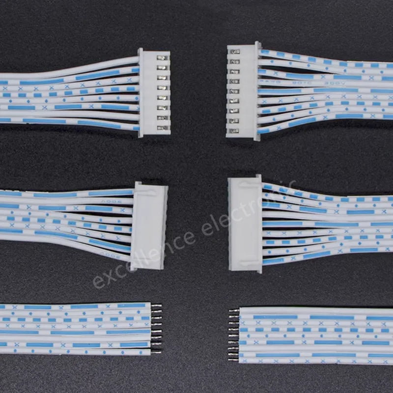 5PCS Blue White XH 2.54mm Pitch Connector Cable XH2.54 Plug Line Length 10/20/30CM 2P/3P/4P/5P/6P/7P/8P/9P/10P/12P 2468-24AWG
