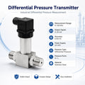 Industrial Differential Pressure Sensor 0-100kPa 4-20mA Stainless Steel Transmitter for Air Gas Water
