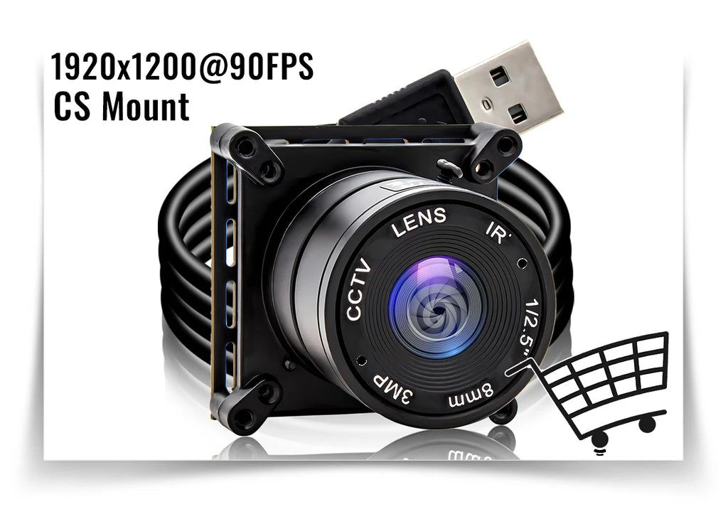 WGWK USB Camera Module 120FPS 720P 1080P 90FPS Global Shutter 8mm 42° Without Blur M12 Lens AR0234 Board High Frame Rate Camera