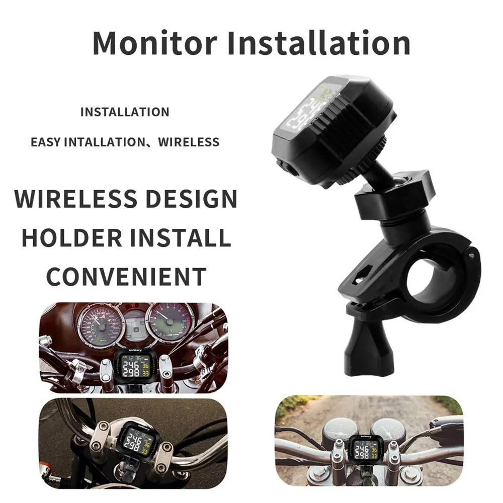 Infitary Motorcycle TPMS Tire Pressure Monitoring System Big Wireless LCD Colorful Display Shift For Status Precise Digital Moto