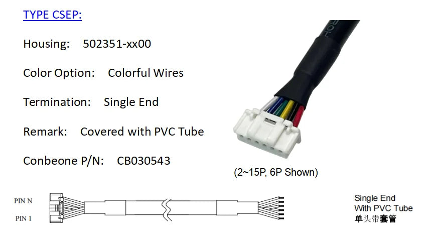 5023510200 Wire harness, MOLEX Duraclick Standard 2.00mm Pitch OTS Cable,502351-0200, 2P, Off The Shelf, 10Pieces Per Bag