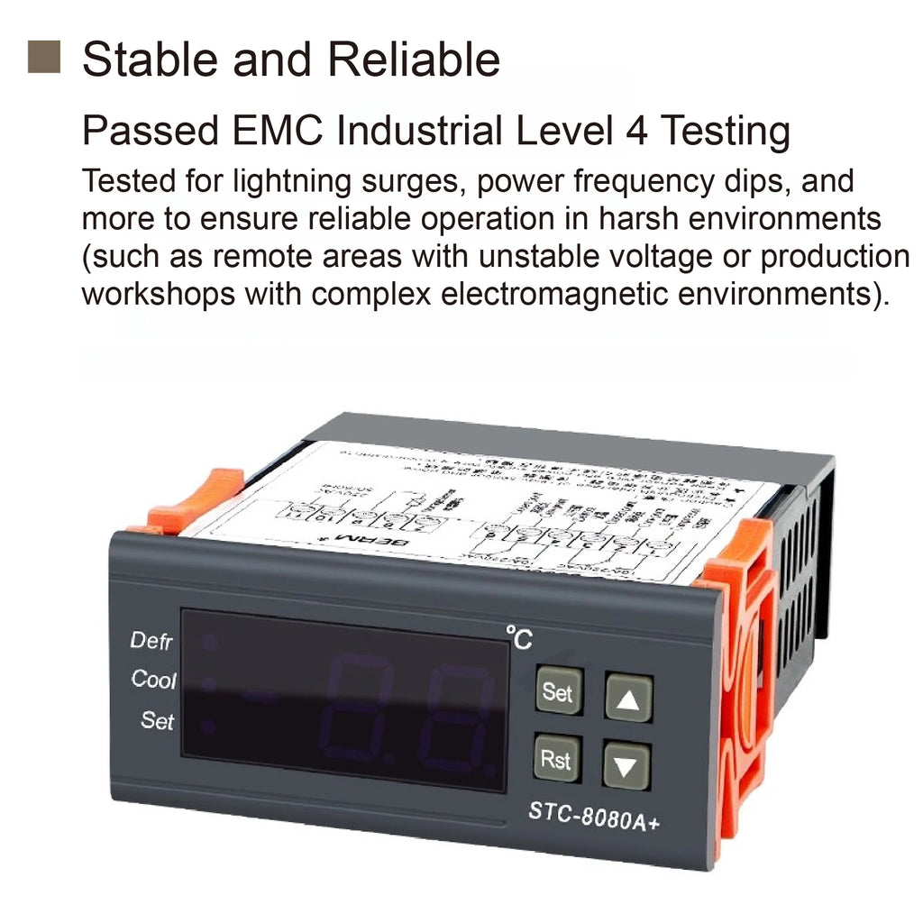 STC-8080A+ Digital Temperature Controller Thermostat Switch for Freezer Refrigerator Cold Storage Cooling Defrost Display