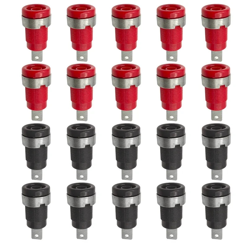 20PCS Insulated Safety 32A 4mm Banana Socket Terminal 5 Colors Female Jack Panel Mount Socket Binding Post Wire Connector