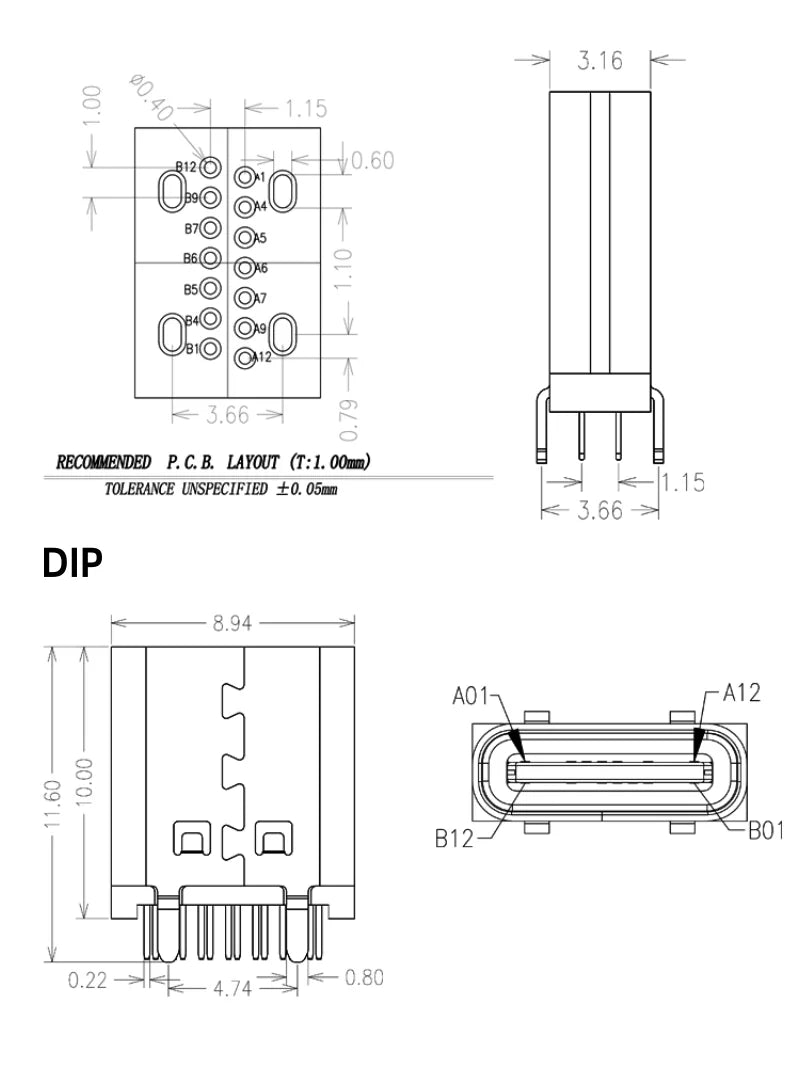 5pcs TYPE C 14 Pin Female Socket Connector SMT DIP Vertical 180° Charging Port Plug Socket Power USB TYPE-C14P H=9.3/10/10.5mm