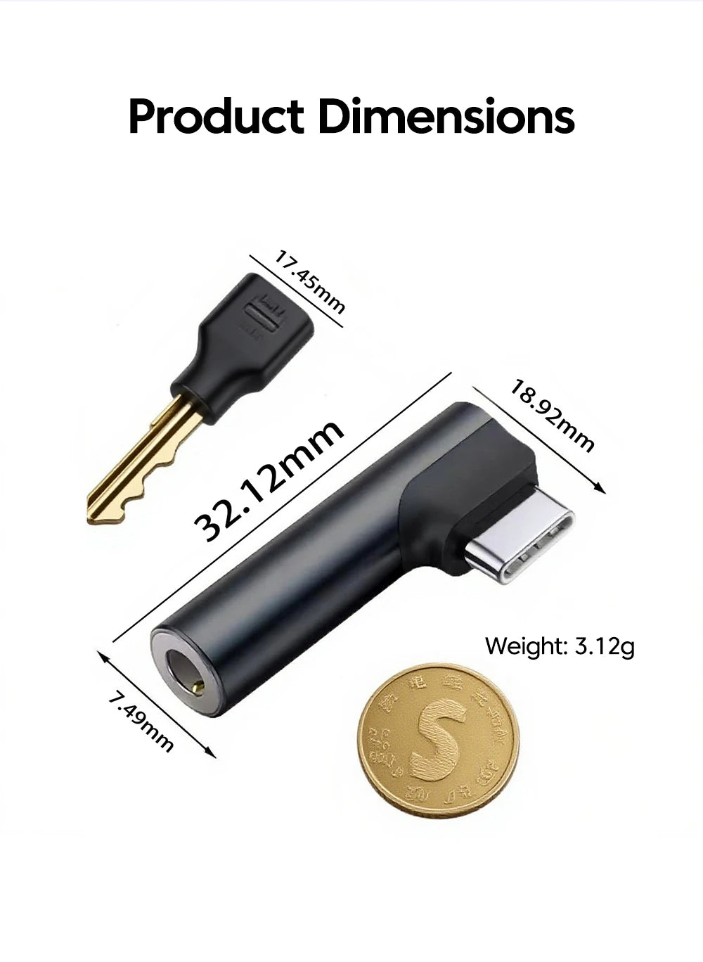 90° Elbow Type C To 3.5MM Earphones Adapter USB C To 3.5mm Jack Headphones AUX Audio Adapter For iPhone 16 Samsung Huawei Xiaomi