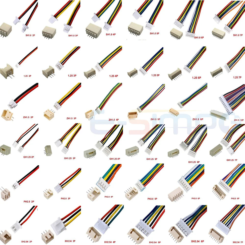 10Set SH1.0 1.25 ZH1.5 PH2.0 XH2.54  Connector Female Housing 10/20/30cm Wire Cable+Male Pin 2/3/4/5/6/7/8/9/10/12P Wafer