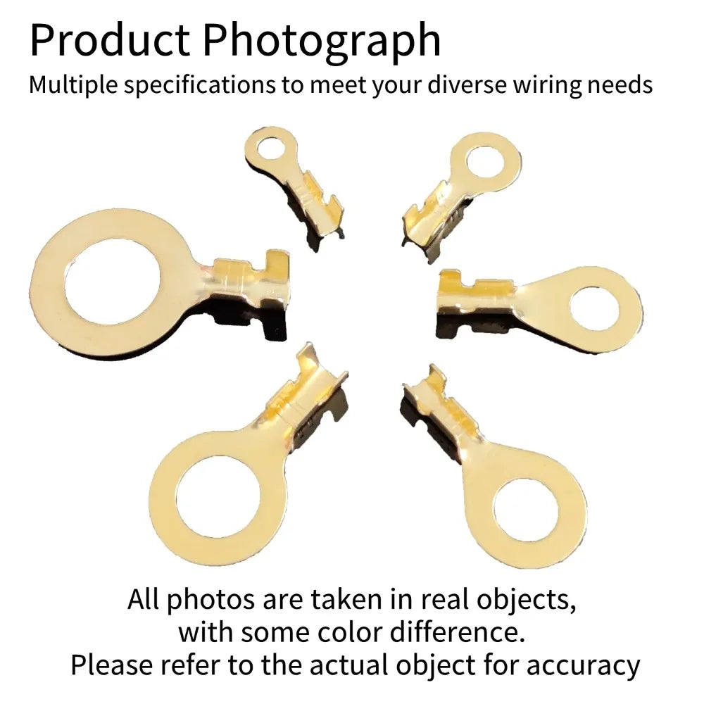 150Pcs M3/M4/M5/M6/M8/M10 Ring-Terminal Wire Quick Connector Terminal Brass Crimp Terminal Assorted Kit