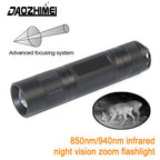 Rechargeable IR 940NM & 850NM LED Infrared Flashlight Zoomable Tactical Torch for Coyote Hog Predator Hunting Infrared Radiation