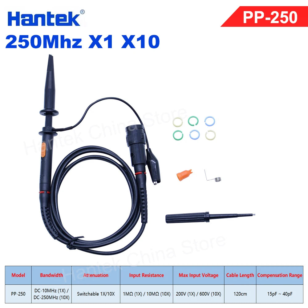 Hantek PP80-150-200-250-300 High Voltage Probe 60MHz-300MHz Kit Attenuation 10:1 Suitable For 1008c 6074be Various Oscilloscopes