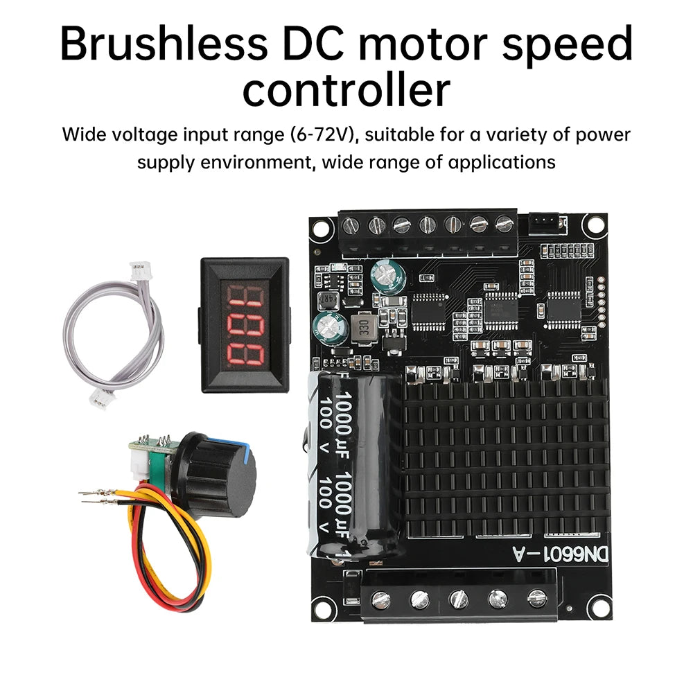 DC 6-80V BLDC Three Phase DC Brushless Motor Controller PWM High Power 1600W 20A Hall Motor Control Driver Board Motor Regulator