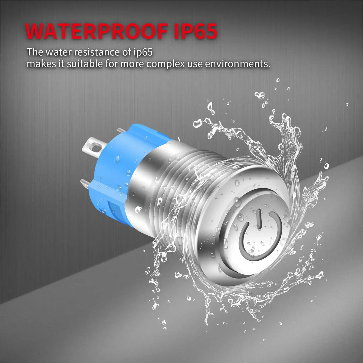 12/16mm Latching Push Button Switch IP65 Waterproof Stainless Steel Self-Locking 1NO 1NC Power Symbol Pattern for Power Applicat