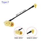 1Pcs RF1.37 Cable SMA Male/Female to MMCX Male 90 Degree Connector 50ohm SMA to MMCX RF Coaxial Extension Jumper OD=1.37 Cable