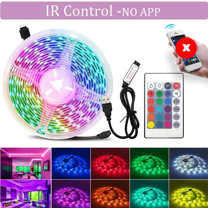 1-20M USB LED Strip Lights WIFI APP Control Color Changing 5050 RGB Led Light Flexible Lamp Tape for TV Backlight Room Decor