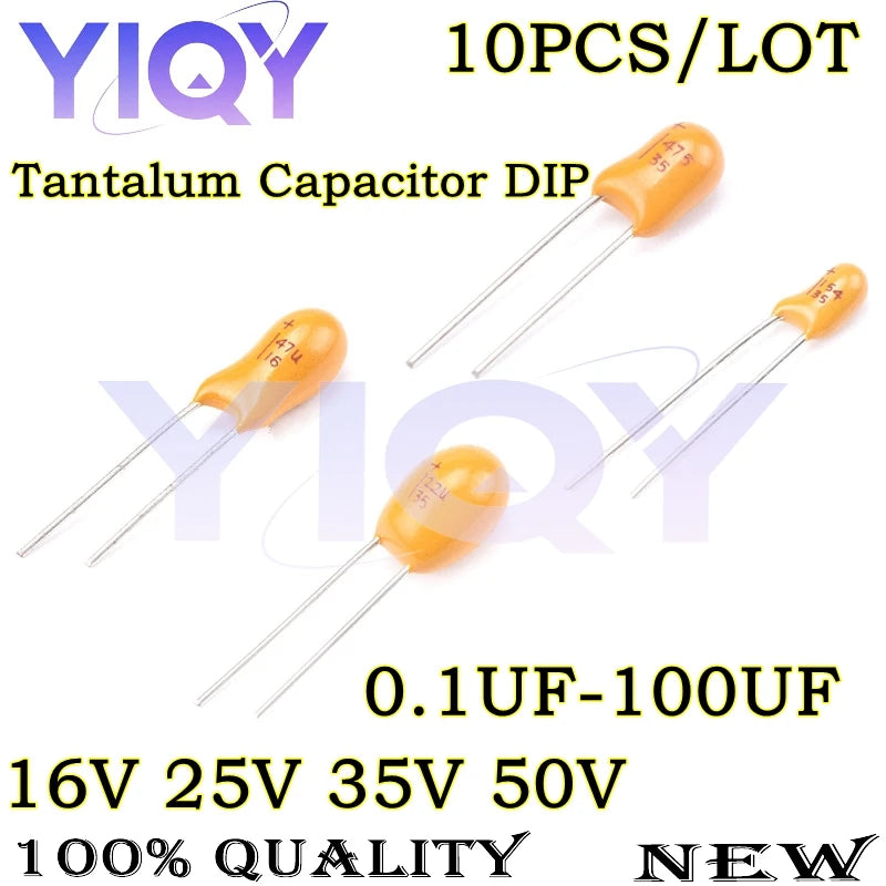 10PCS Tantalum Capacitor DIP 16V 25V 35V 50V 0.47UF 0.1UF 1UF 2.2UF 3.3UF 4.7UF 10UF 22UF 33UF 47UF 100UF 106 475 226 107 336