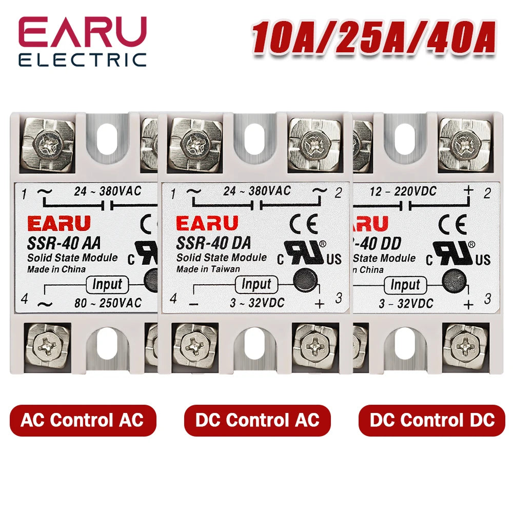 1Pcs Solid State Relay Single Phase SSR-10DA SSR-25DA SSR-40DA SSR-40AA SSR-40DD SSR 10/25/40A DD DA AA for Temperature Control