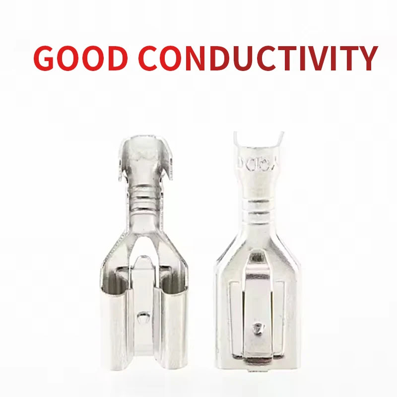 Locking plug spring terminal block 4.8/6.3Snap on self-locking insertion and extraction of cold pressed terminals 50/100 set