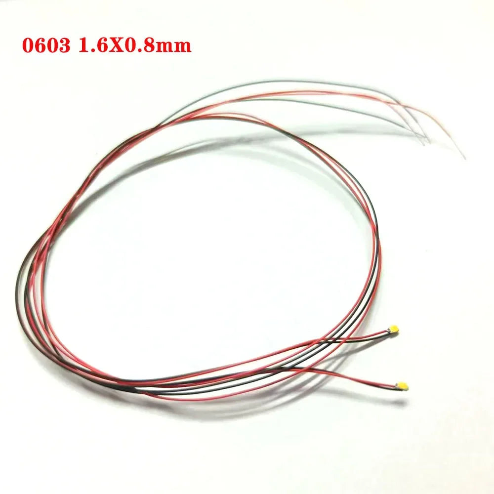 100Pcs/Lot 0402 0603 0805 1206 Led SMD Wire For Model Train HO N OO Scale Red Black Line Pre-soldered Micro Litz Diorama Railway
