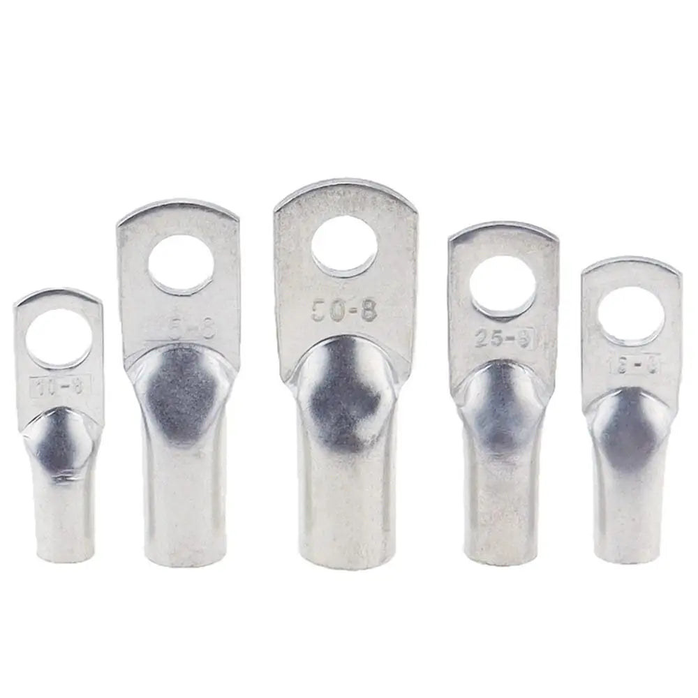 5Pcs JG Series Tinned Copper Cable Lug 14-2AWG 6/10/16/25mm2 Battery Cable Terminal Tinned Copper M6/M8/M10/M12