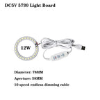 1pcs DC5V Dimmable SMD5730/2835 Led Ring White Color Lamp Bead 10W 12W LED Light Board White Warm Light with 2M cable