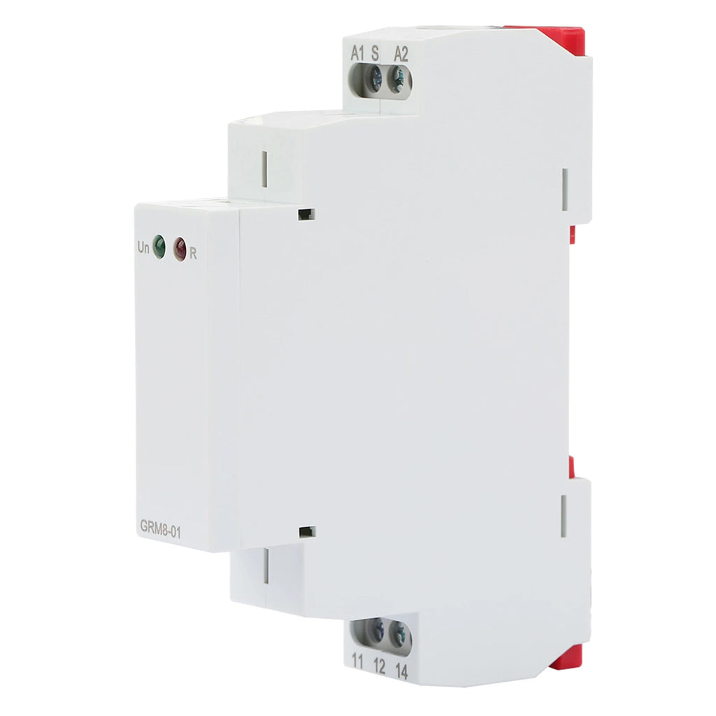GRM8-01 Electronic Impulse Relay Din Rail Impulse Latching Relay Impulse Memory Relay AC/DC12-240V 35mm DIN Rail Mounting