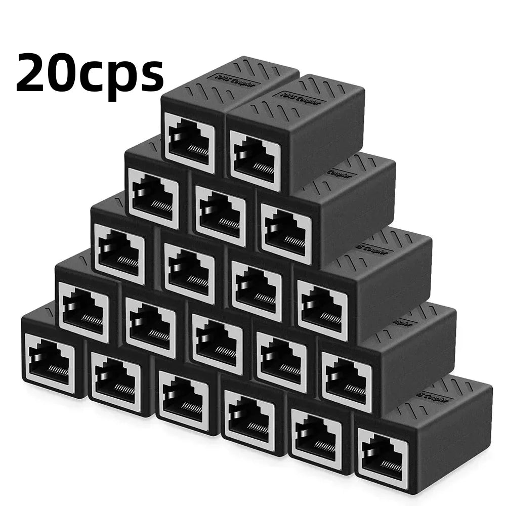 5/10/20/30pcs RJ45 coupler, suitable for Cat7/Cat6/Cat5e/Cat5 Ethernet cable extension connectors - female to female, black