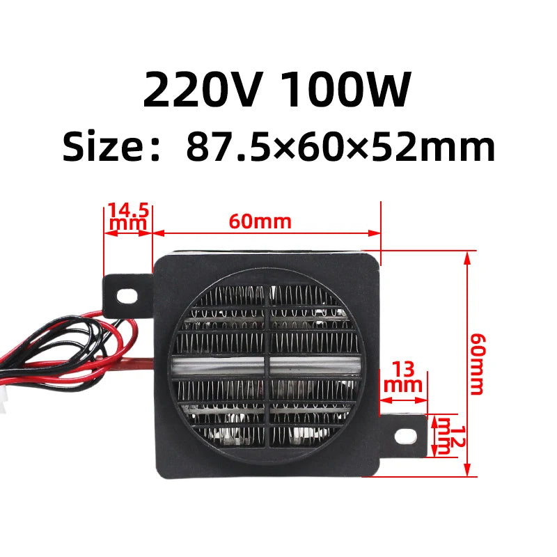 220V Insulated 100W 150W 200W PTC Ceramic Heater With Fan Heat Blower For Incubator PTC Ceramic Thermistor Insulation Fan Heater