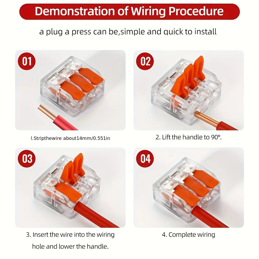 Multi Port Orange Universal Quick PlugIn Terminals Connectors Wire Connector Terminals Two Hundred Fifty Volt Thirty Two Amp