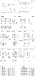 20Sets CH3.96-2Pin 3/4/5/6Y/A/T 20pcs Straight Vertical Male Pin Wafer+ 20pcs Female Housing + Terminal PCB to Wire Connector