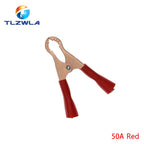 2PCS 30A 50A 100A Car Alligator Clips Battery Clamps Crocodile Clip Red Black Positive Negative 75MM 80MM 90MM length Red Black