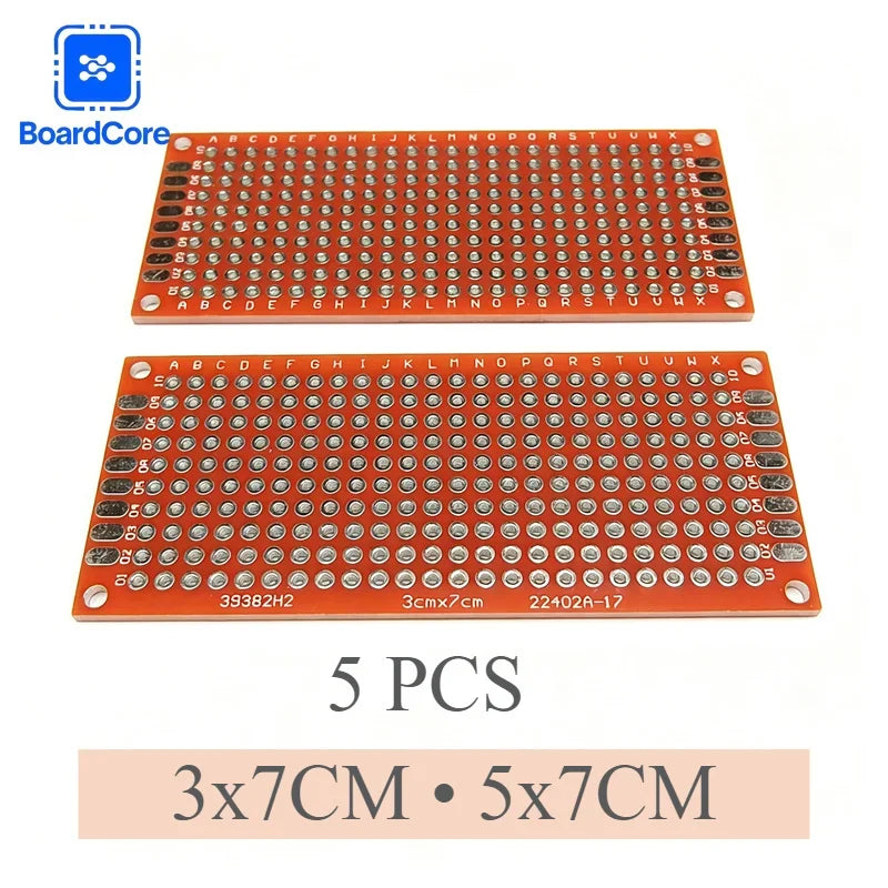 5PCS Double Sided Universal PCB Board 3x7/5x7cm Protoboard Stripboard Circuit Laminate for Maker Hobby