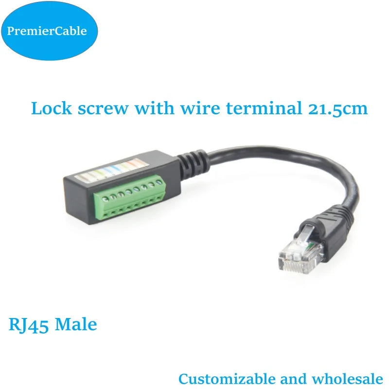 RJ45 8P8C Male to 8Pin Solderless Terminal Block Cable RJ45 to Screw Terminal Block Adapter RJ45 Screw Terminal Breakout Board