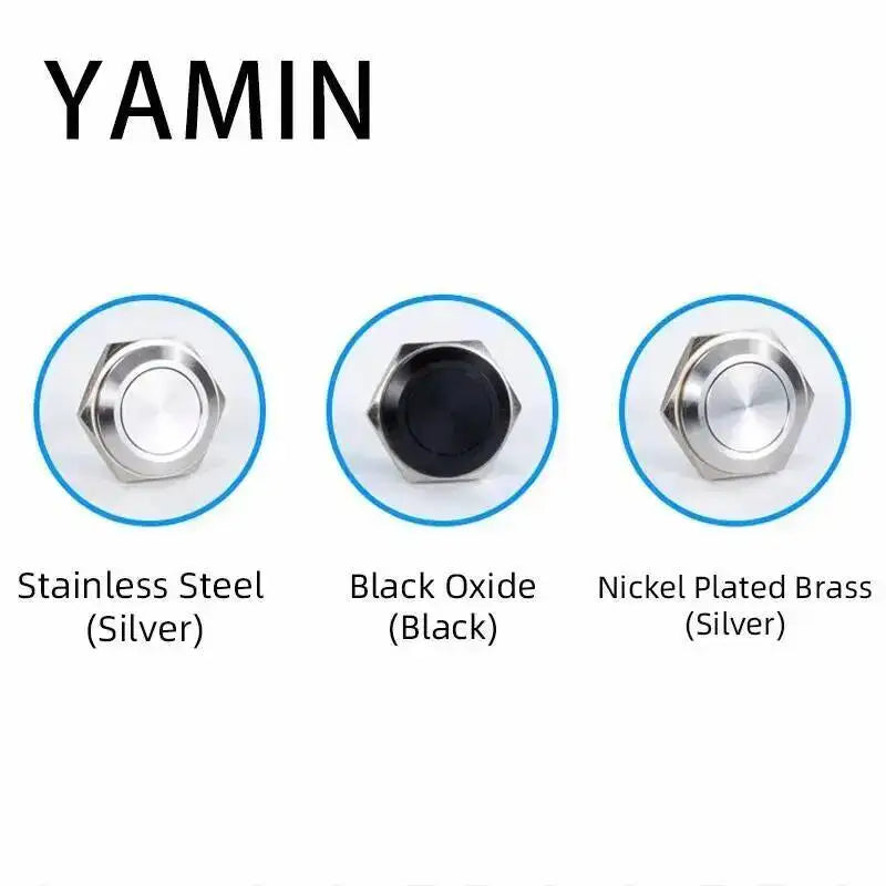 5pcs 12/16/19/22/25/30mm Ultra Short Electric Waterproof Power Reset Momentary Pressure Mini Push Button Switch Silver Black