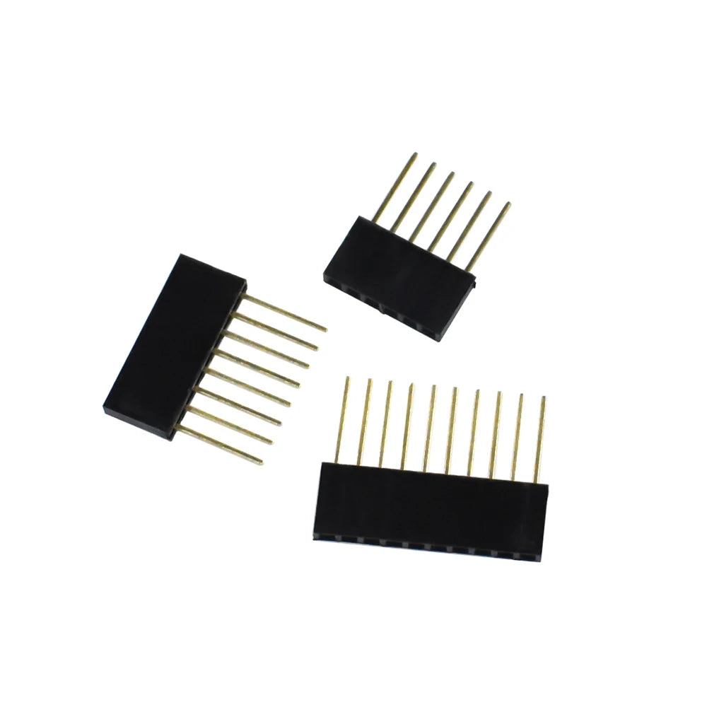 10PCS 2.54mm Single Row Pin 10MM PC104 Long Female Pin Header Socket Strip Stackable PCB Connector 1*6p 8p 10p For Arduino