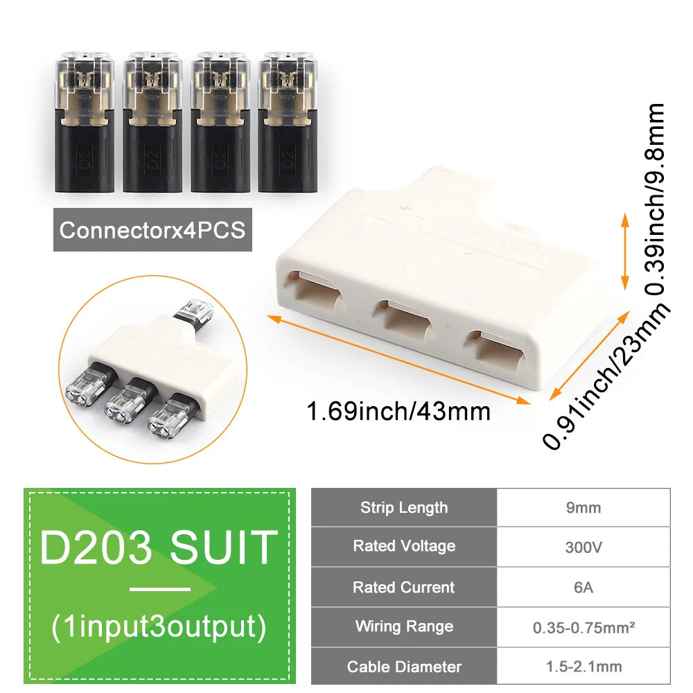 Wire Connector Set Splitter Box With Connector for Audio Auto Moto Lighting System 22-18AWG Led Strip Wire Cable Junction Box