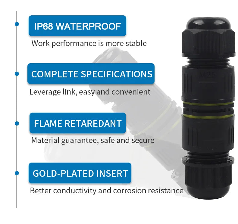 M25-2/3/4/5 Pin IP68 Push-In Spring Splice Terminal Blocks With Lever Quick Wire Connector Outdoor Waterproof Junction Box
