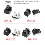 Starting Relay Refrigerator PTC Starter Relay Replacement 1/2/3/4Pins 12ohm Compressor Overload Protector