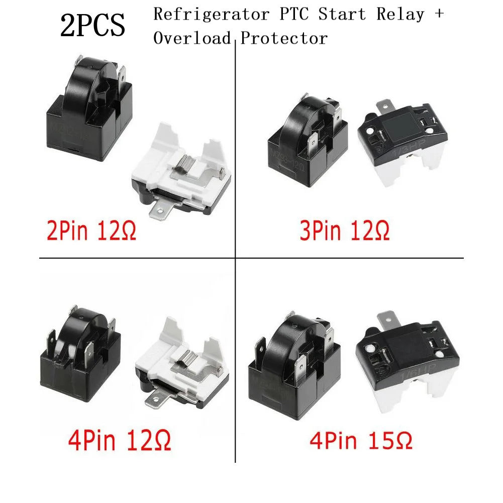Starting Relay Refrigerator PTC Starter Relay Replacement 1/2/3/4Pins 12ohm Compressor Overload Protector