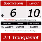 10 Meter/Lot Heat Shrink Tube 2:1 Clear Transparent Tubing Shrinkable Wrap 1mm - 60mm Cable Sleeve Wire