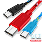 2.4A Micro USB Cable Nylon Braided 0.5m/1m/2m/3m Fast Charging Data Sync Cord for Samsung Galaxy Huawei Xiaomi Android Phone