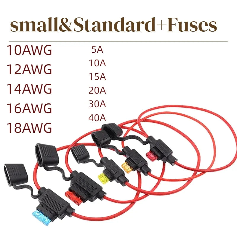 5/10PCS Waterproof Fuse Holder 32V Mini Small Medium Auto 18/1614/12/10AWG and Car Blade Fuse 5A 10A 15A 20A 30A
