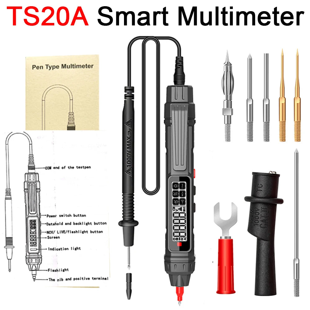 Smart Digital Multimeter 6000 Counts Non Contact High Precision Voltage Detector Pen Auto Range Capacitance OHm NCV Tester
