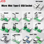 Micro Mini 5P Type-C USB To Dip PCB Converter Adapter 90 Degree Right Angle Breakout Board Repair Welding Socket Connector Port